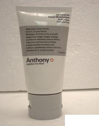 Anthony Logistics for Men All Purpose Facial Moisturizer, All Skin Types, Fragrance Free 2.5 oz (70