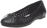 Hush Puppies Womens Ladies Black Leather Bow Trim Cut Out Ballerinas Size 6.5