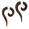 Organic Dark Wood Fake 2G Plug - 27mm x 44mm - 18G Wire - Sold as a Pair