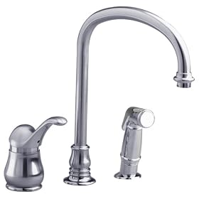 American Standard 3821.834.002 Jasmine Single-Control Kitchen Faucet with Hi-Flow Spout and Concealed Mounting, Polished Chrome