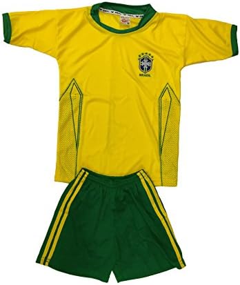 Kids Brasil Jersey+Shorts Soccer/Football Yellow (6-7 Years)