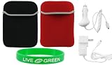 Non-OEM Amazon Kindle 2 Neoprene Sleeve Case with Car and Home Charger - Reversible Red Black