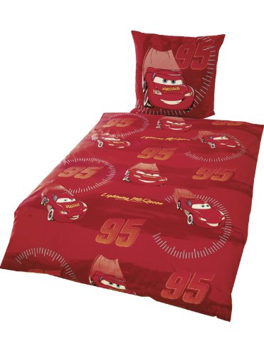 Global Labels G 15 600 WD190 110 Walt Disney Cars - More Speed Allover-Bettw&auml;sche Renforc&eacute; 135 x 200 Bettbezug und 80 x 80 cm Kissenbezug