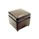 Dark Brown Leather Ottoman By Wholesale Interiors