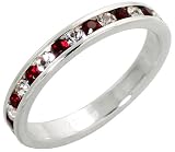Sterling Silver Eternity Band, w/ July Birthstone, Ruby Crystal, 1/8 (3mm) wide