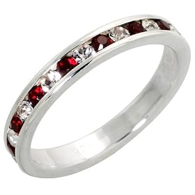 Sterling Silver Eternity Band, w  July Birthstone, Ruby Crystal, 1 8 (3mm)... by Sabrina Silver