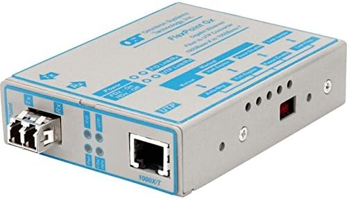 Omnitron Systems 4673-1 FlexPoint 1000Mbps Gigabit Ethernet Fiber Media Converter RJ45 LC Single-Mode 12km - 1 x 1000BASE-T; 1 x 1000BASE-LX; US AC Powered; Lifetime Warranty