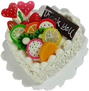 Mini Dollhouse White Round Cake Fruit Topping Miniature Food