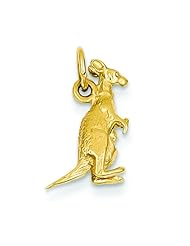 14K Yellow Gold 3D Kangaroo with Joey Baby Charm