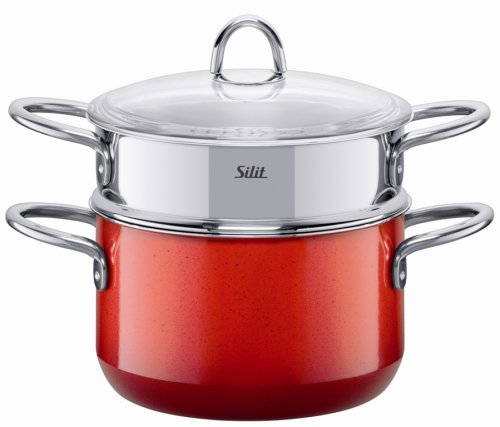 Silit 3-3/4-Quart Steamer Pot with Insert, Energy Red