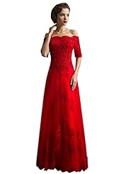 Tulle Applique Lace Off the Shoulder Elbow Length Sleeves Wedding Dress 