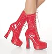 5 Inch Sexy High Heeled Ankled Boot Stack Heel w/ 1 1/2 Inch Platform Red Patent