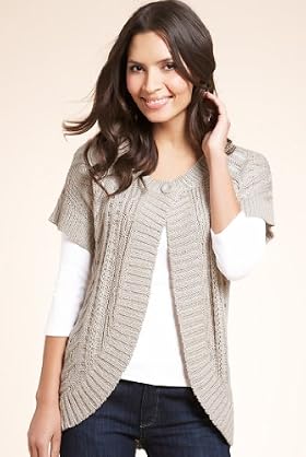 Short Sleeve Chunky Cable Knit Cardigan