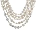 Bobijou 925 NDY726 Silver Clasp Ladies 4 Strand 12mm White Coin Pearl Necklace