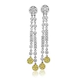 18k Two Tone Gold White and Yellow Circle Drop Diamond Earrings (G-H, SI, 1.57 carat)