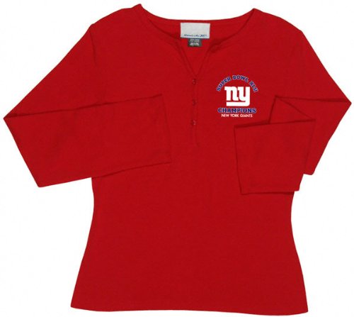 Buy New York Giants Super Bowl XLII Champions Ladies Kona Long Sleeve Henley Shirt