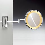 9 Incandescent Light 5X Magnifying Mirror with Two Arm Direct Wired Finish: Chrome