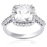 Sterling Silver and Cushion-Cut Cubic Zirconia Wedded Bliss Ring
