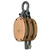 Campbell 3002K 4" Double Regular Wood Shell Block with K Screw Pin Anchor Shackle, 1400 lbs Load Capacity, 1/2" Rope, 2-1/4" Sheave