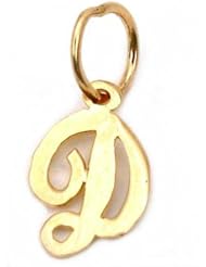 Cursive Letter "D" Charm 14k Gold 10mm