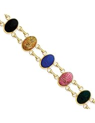 14k 7 Stone Scarab Bracelet