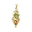 14K Yellow Gold Peridot and Citrine Pendant