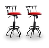 2 24"-29" Glitter Red Seat Black Adjustable Specialty / Custom Barstools Se ....