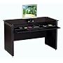Faux Leather Desk with Glass Top-Black