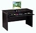 Faux Leather Desk with Glass Top-Black