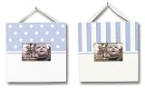FRAME SET- WT/BLUE DOT/STRIPE - PICTURE FRAME SETS