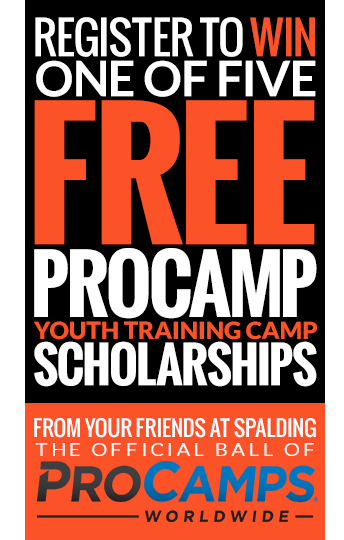 Register to Win one of five Free Pro Camps Youth Training Camp Scholarships from your friends at Spalding - the official ball of ProCamps Worldwide