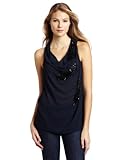 IMAGE OF Robbi & Nikki Women's Velvet Beading Cowl Neck Top, Navy, Medium