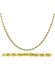 14k Solid Gold 18" Diamond Cut Rope Chain 2mm wide