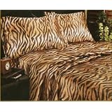 Animal Print Satin Sheet Sets, King Size Tiger
