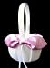 Elegant Wedding Bridal Ivory Flower Girl Basket with Pink Satin Bow and Ribbon