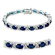 Rhodium Plated Brass Bracelets with Sapphire CZ ,7 Inches