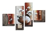 Produkt-Bild: Magnolie M14 - 4 Bilder ca.100x70cm KOMPLETT Handgemalt - fertig gerahmt auf Keilrahmen. Lounge Bild mit Bilderrahmen. Kein Poster oder Plakat sondern Handgemaltes Leinwandbild als Wandbild mit Rahmen. Das ideale Geschenk!