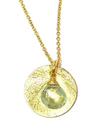Nina Nguyen 22K Gold Vermeil "Gem Elite" Pendant Necklace with Aquamarine on a Gold Disk