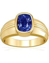 18K Yellow Gold Cushion Cut Blue Sapphire Solitaire Ring