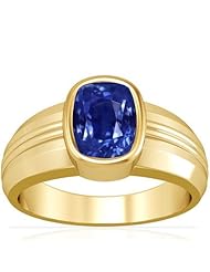 14K Yellow Gold Cushion Cut Blue Sapphire Solitaire Ring