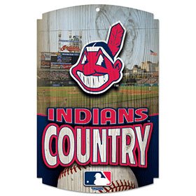 Cleveland Indians Wood Sign Graphics Antique Matte Finish Laminate Top Durability