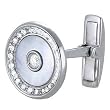 14K White Gold Mother of Pearl and Diamond Cuff-Links - 0.50 Ct.