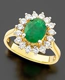 14k Gold Emerald (1-3/4 ct. t.w.) & Diamond (1/2 ct. t.w.) Lady Di Ring