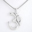Large Om or Aum Pendant in Sterling Silver on 18" Rhodium and Sterling Snake Chain, #8400