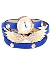 Blue Fashion Wing Crystal Rhinestone Women Bracelet Leather Quartz Watch DDStore