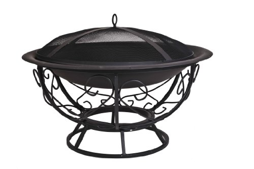 CobraCo FB8002 Fire Pit with Scroll Base with Screen and Cover