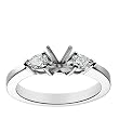 Platinum Prong-Set Engagement Ring Setting with Pear-Cut Sidestones (1/4 cttw)