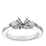 18k White Gold Prong-Set Engagement Ring Setting with Pear-Cut Sidestones (1/4 cttw)