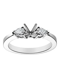 Platinum Prong-Set Engagement Ring Setting with Pear-Cut Sidestones (1/4 cttw)
