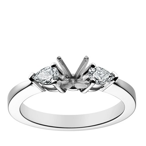 18k White Gold Prong-Set Engagement Ring Setting with Pear-Cut ... 18k White Gold Prong-Set Engagement Ring Setting with Pear-Cut ...